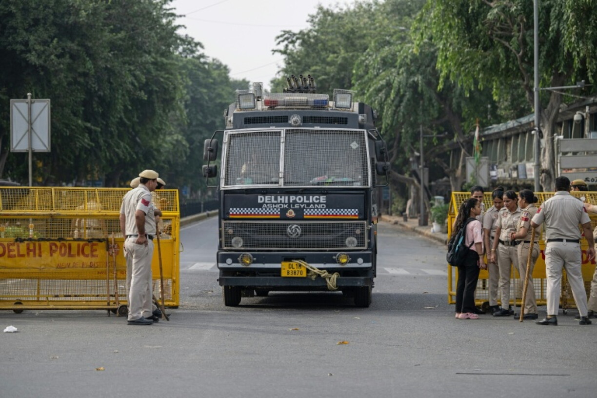 Indian authorities mounted a sweeping security operation across New Delhi ahead of a planned protest