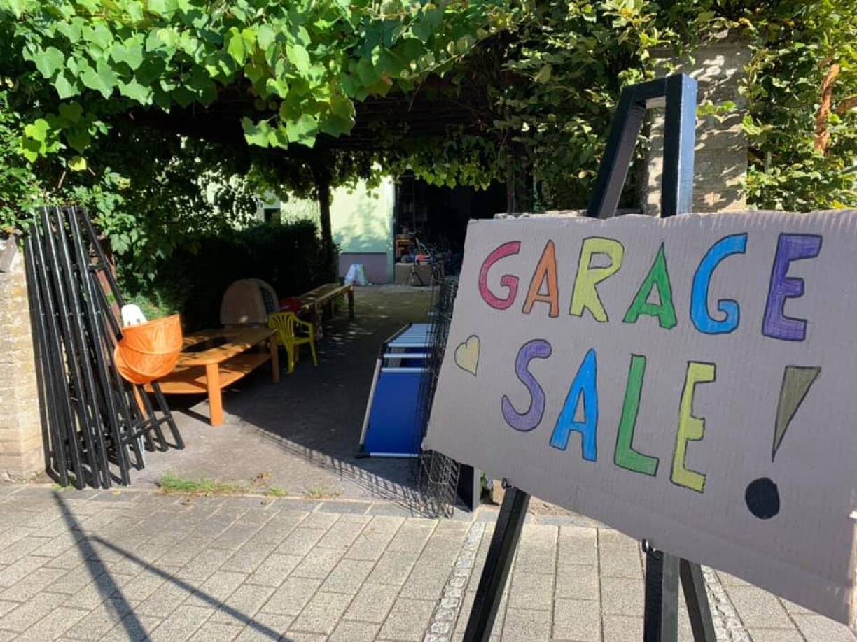 A photo taken by one of the garage sale operators as they prepare for the big day!