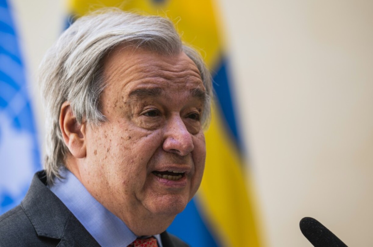 Le secrétaire général de l'ONU Antonio Guterres, le 1er juin 2022 à Stockholm (Suède)