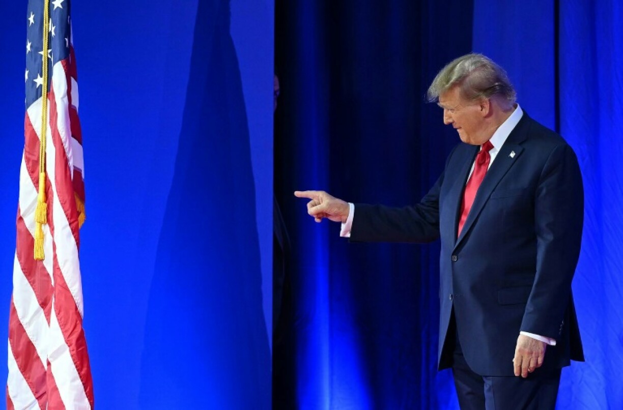 Donald Trump, samedi 24 février 2024 lors de la convention des conservateurs CPAC, près de Washington