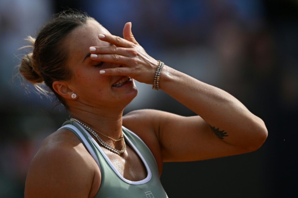 La Bélarusse Aryna Sabalenka durant son match du 3e tour du tournoi WTA 1000 de Rome face à la Roumaine Sorana Cirstea le 9 mai 2026 au Foro Italico