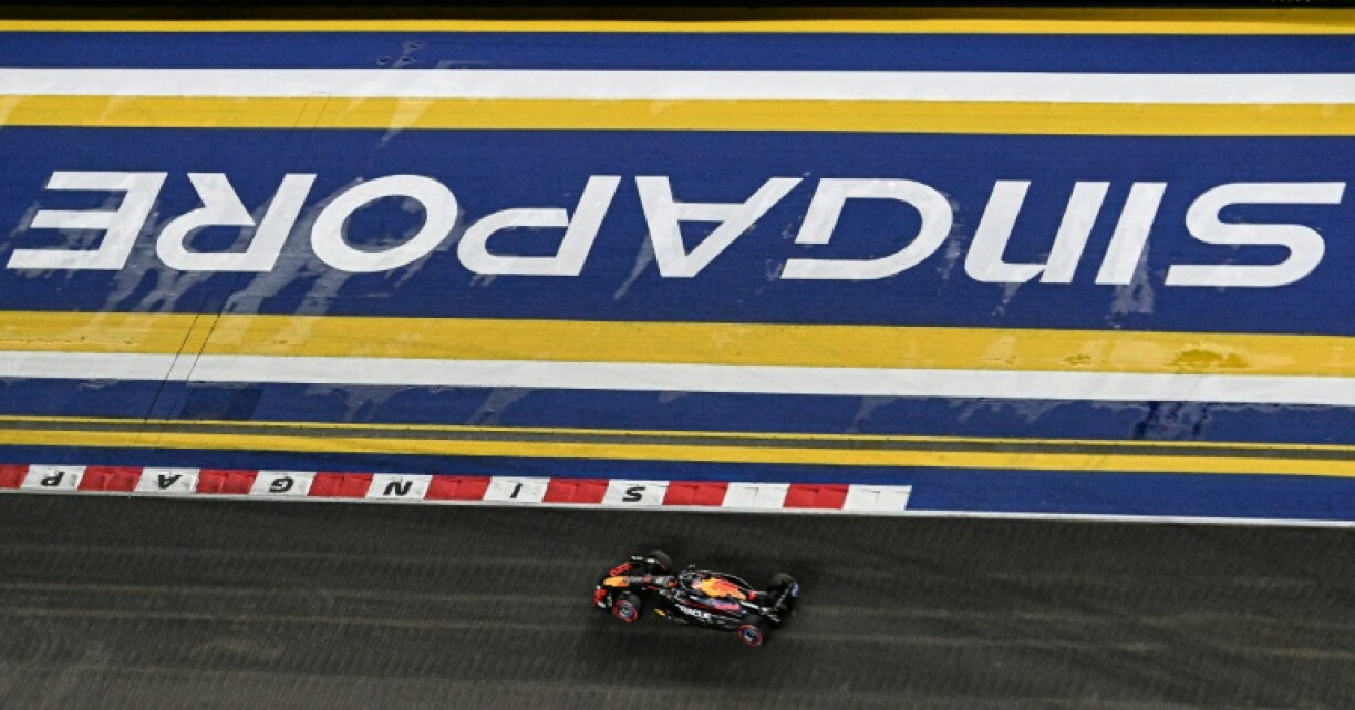 Red Bull's Max Verstappen drives at the Singapore Grand Prix last year, whert he finished second to George Russell's Mercedes