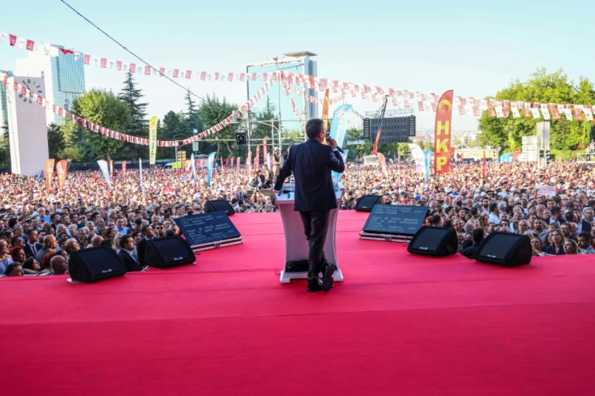 CHP leader Ozgur Ozel said the crowd had gathered to 'stand against the (judicial) coup'