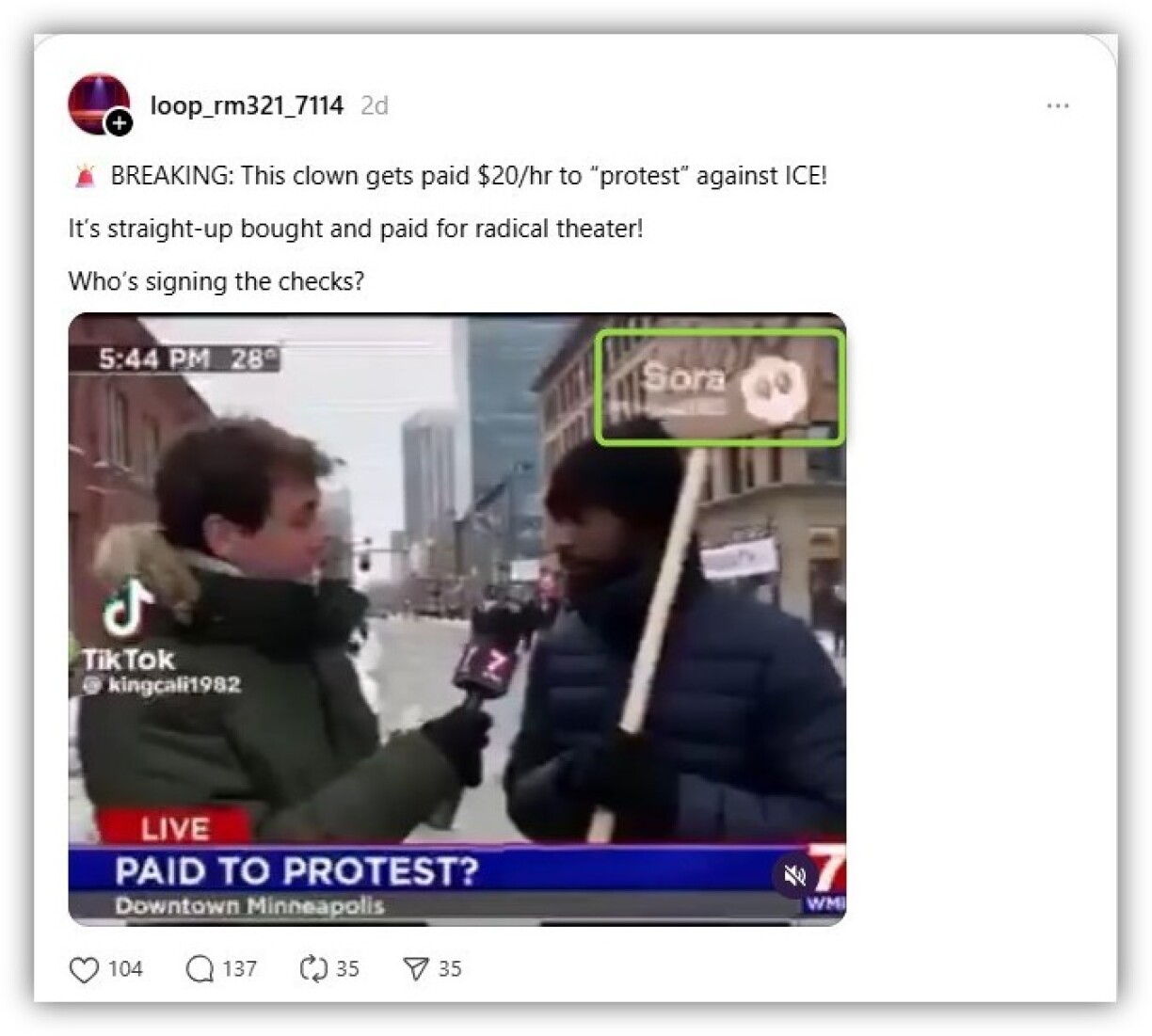 Screenshot from Threads taken January 13, 2026, with elements outlined by AFP