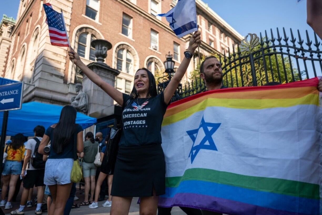 Pro-Israel demonstrators gather for an