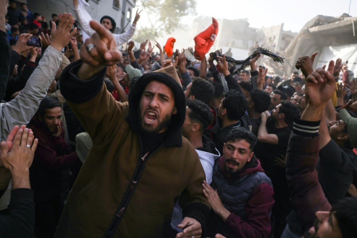 Demonstrators at a second consecutive day of usually rare anti-Hamas protests in northern Gaza