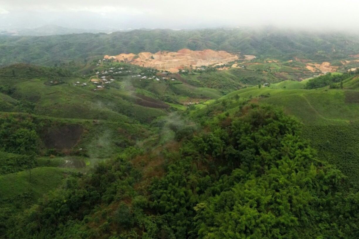 A mine in Myanmar, as seen from northern Thailand's Chiang Rai province