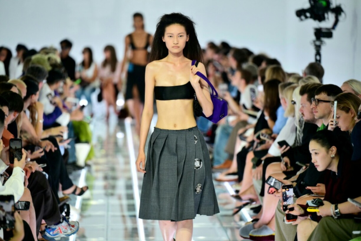 A model wearing Prada in Milan on September 22