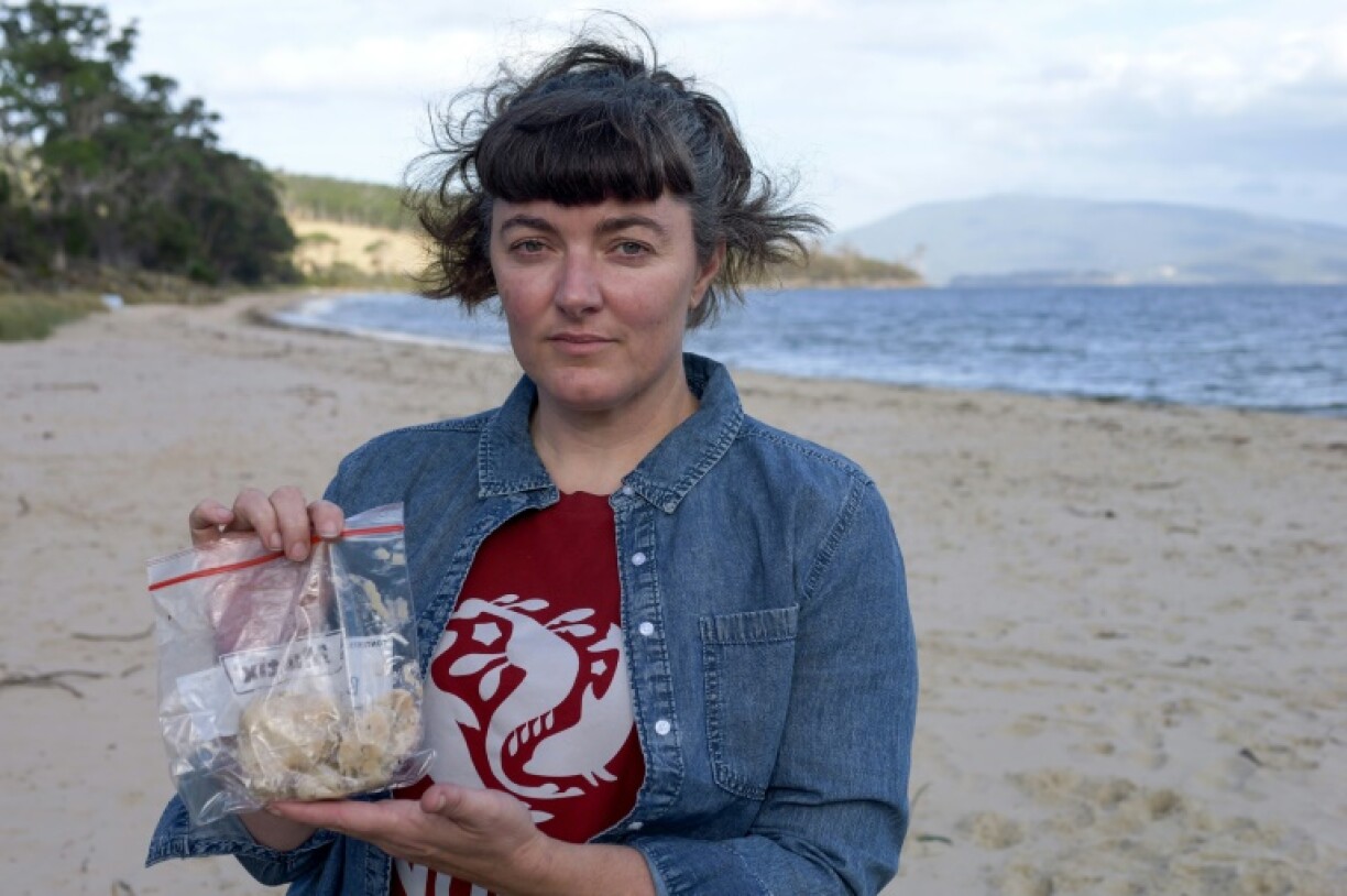 Campaigner Jess Coughlin said she had found chunks of rotten fish along the beach at Verona Sands, Tasmania