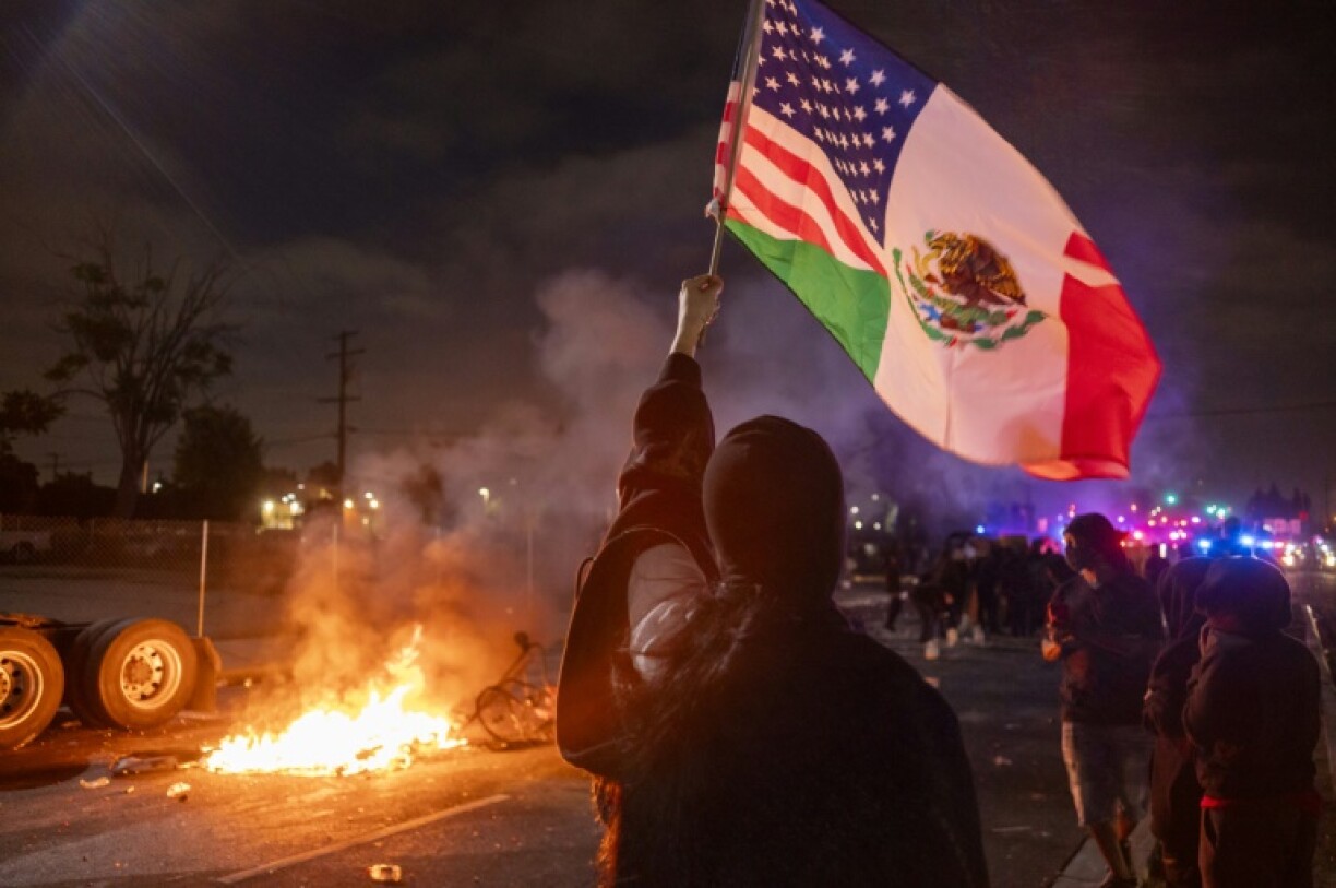 An AFP photographer saw fires and fireworks light up the streets during clashes