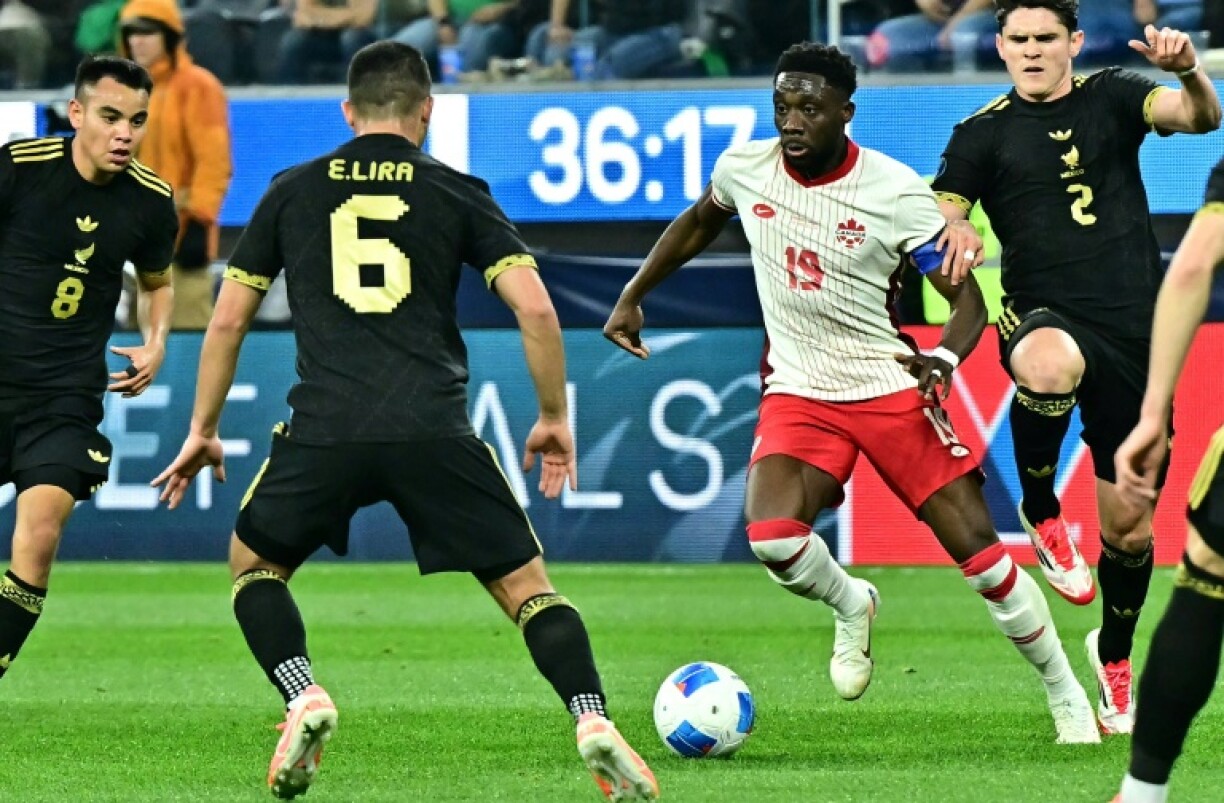 Canada captain Alphonso Davies (in white) is set to mix six months with a knee injury