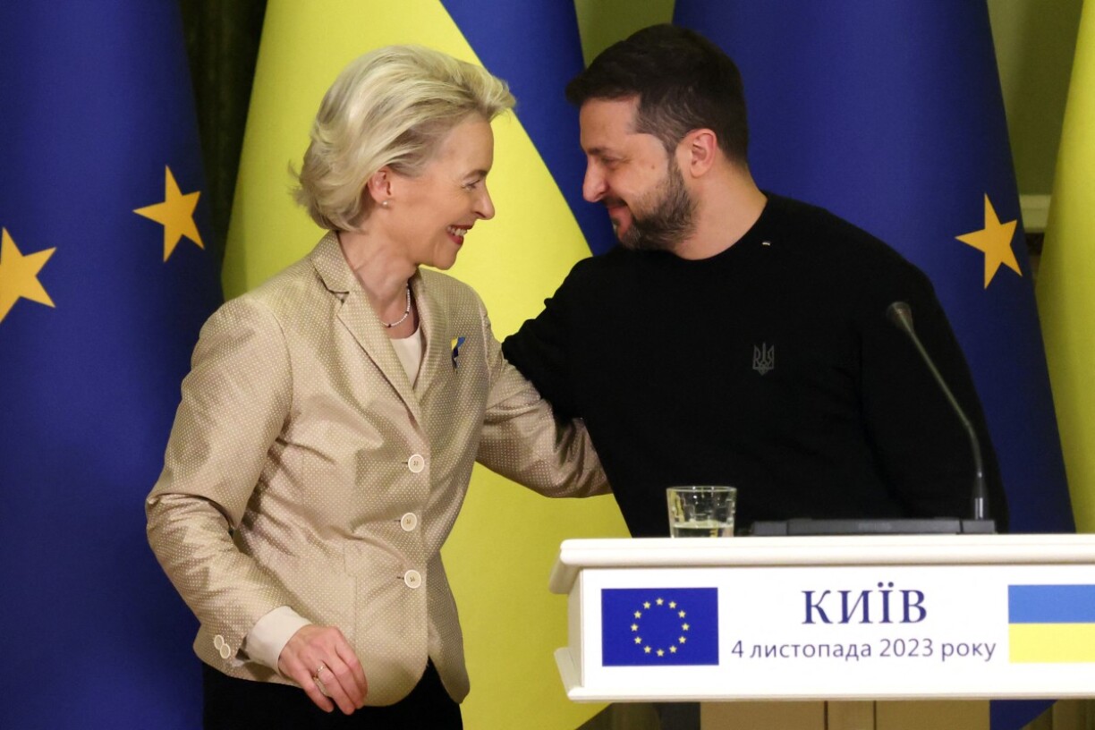 Ursula von der Leyen et Volodymyr Zelensky en novembre 2023 à Kiev.