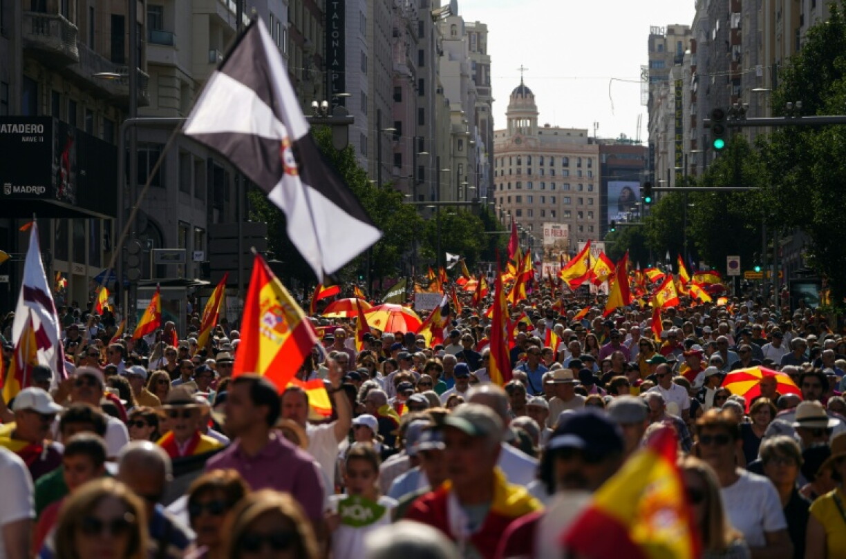 Manifestation à Madrid contre la gestion par le gouvernement espagnol de l’afflux récent de migrants à Ceuta, le 26 septembre 2026 à Madrid