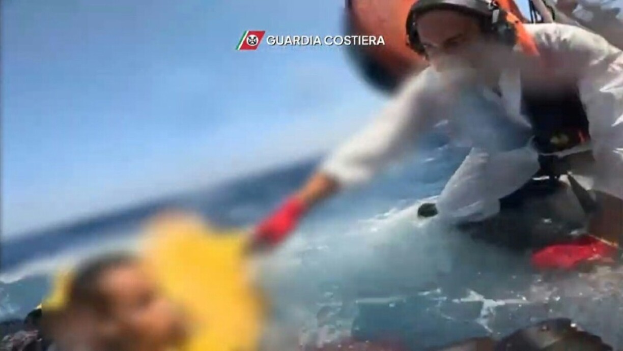 The Italian coastguard released a video of Wednesday's rescue operation off Lampedusa