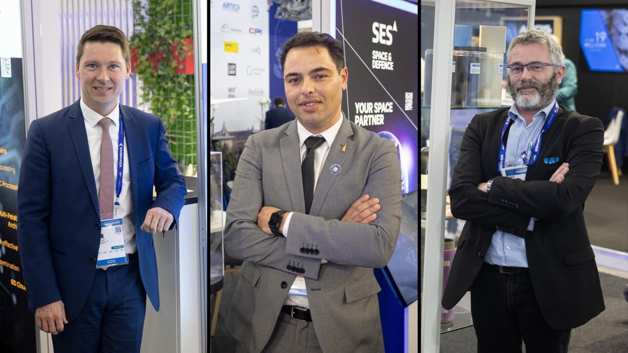 Left to right: HITEC CEO Philippe Osch, Gredel's Marco Marques, and LIST's Thierry Girot at the Paris Air and Space Show.