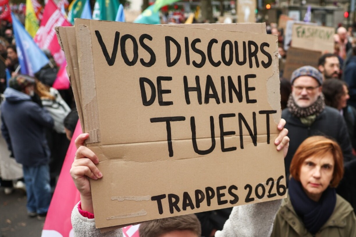 'Hate speech kills': several placards in Saturday's protests referred to the previous day's attack