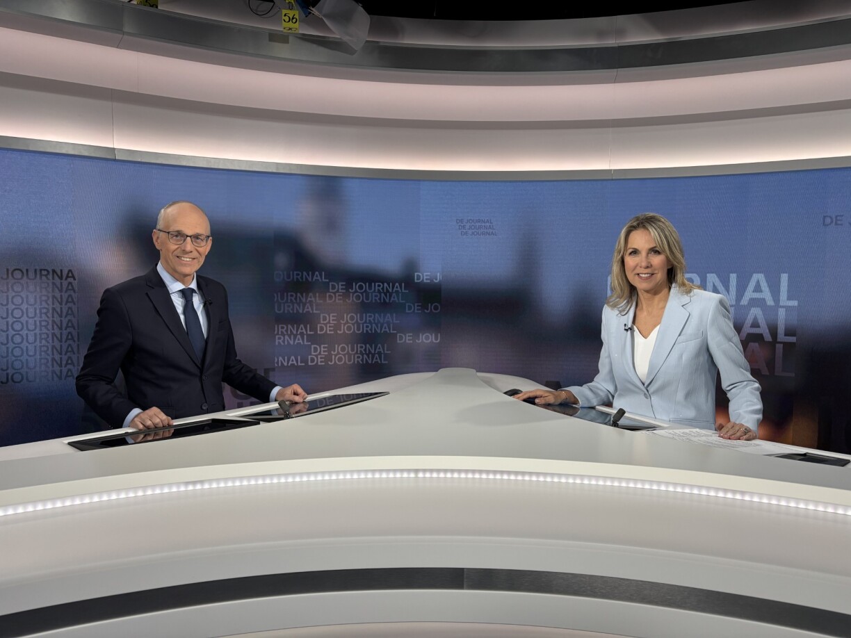 Prime Minister Luc Frieden in conversation with RTL's Mariette Zenners on 22 April 2026.