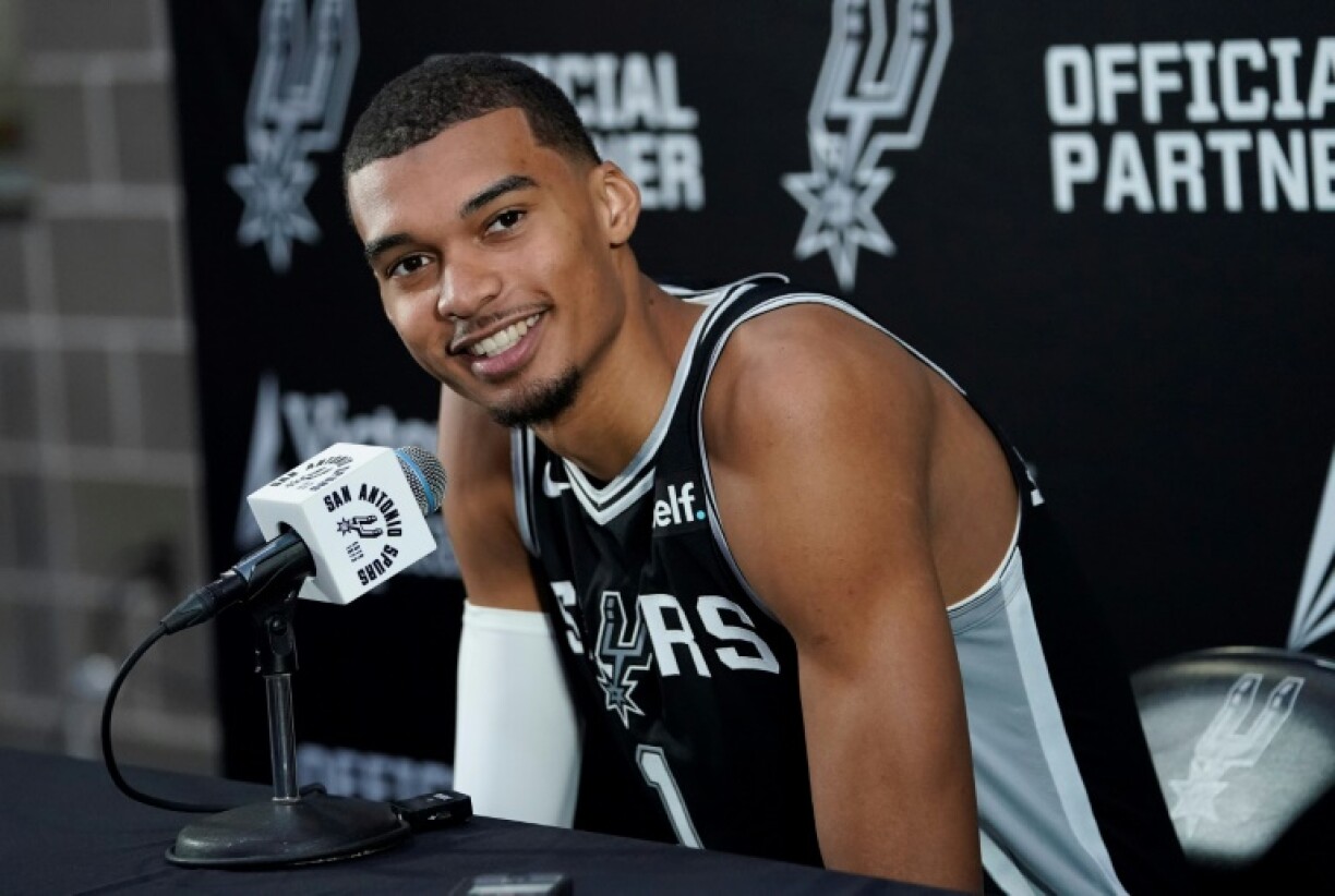 Victor Wembanyama lors de la journée médias à San Antonio, le 2 octobre 2023