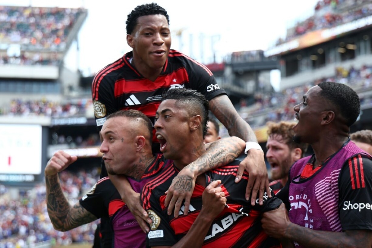 Flamengo players celebrate during their victory over Chelsea in Philadelphia on Friday