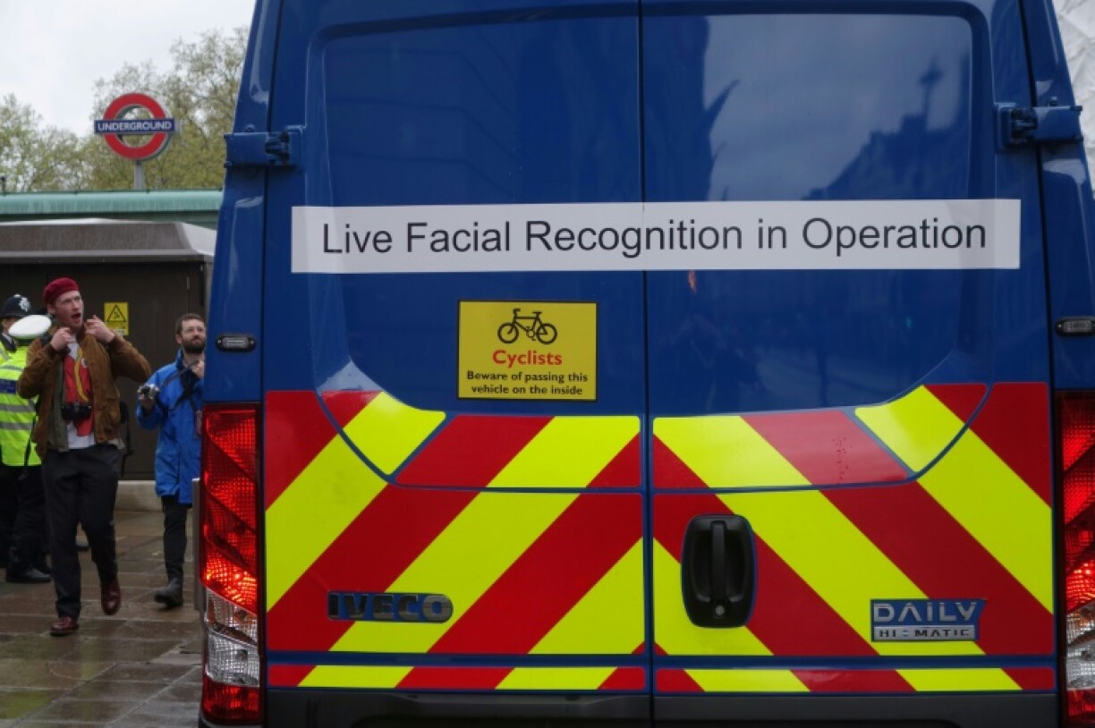 A van being used by the metropolitan police as part of their live facial recognition operation is pictured ahead of the 2023 coronation of King Charles III