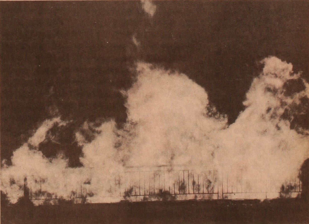 Flames reached 22 metres in height in the Hollerich gas pipe explosion (25 June 1985)