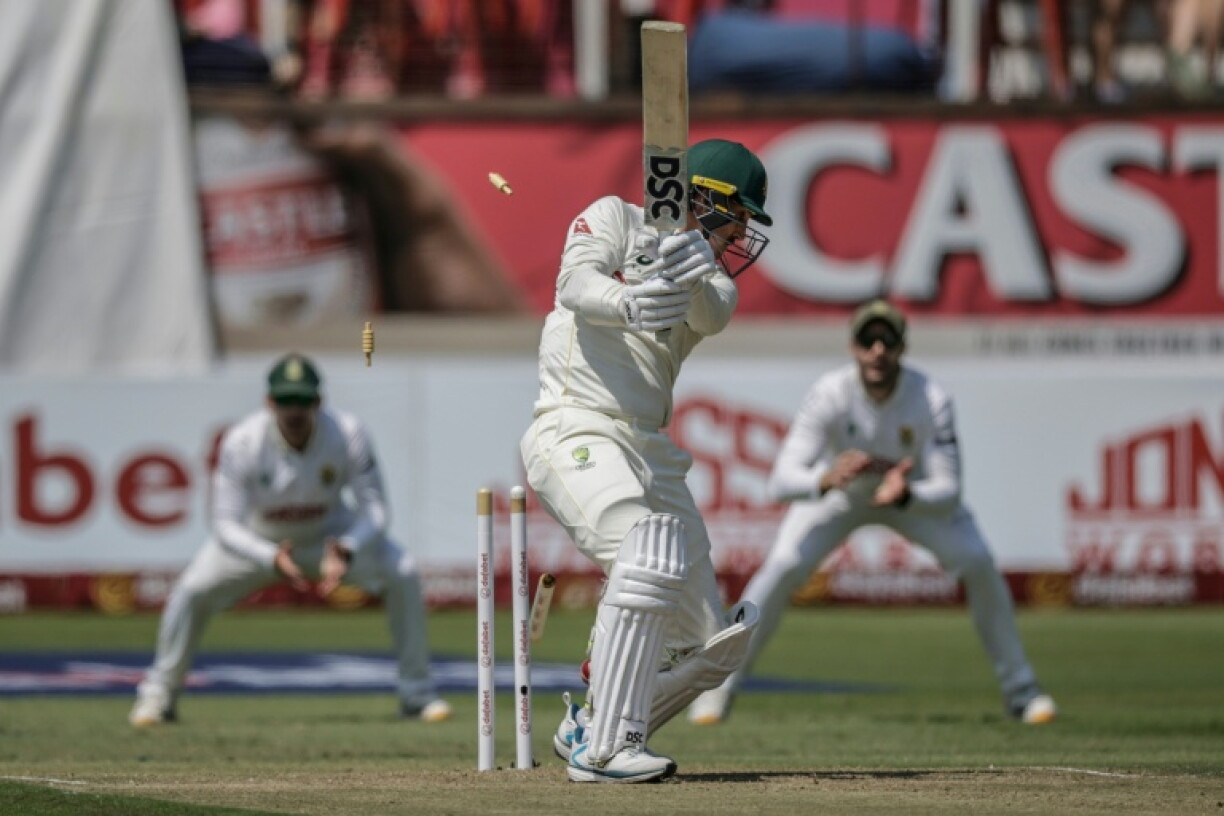 Australia's Nic Maddinson was bowled by South Africa's Marco Jansen on day one of the first Test
