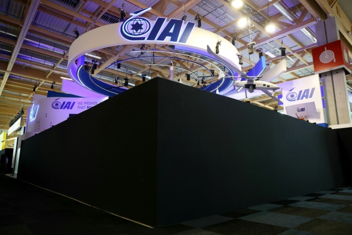 Black walls were installed around the stands of five Israeli defence firms at the trade fair in Le Bourget