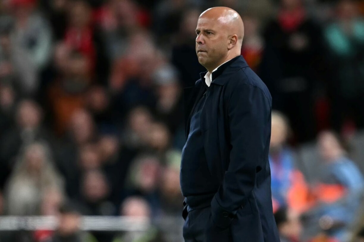 Wary of title talk: Liverpool manager Arne Slot looks on during his side's 1-0 win at home to Everton in the Premier League