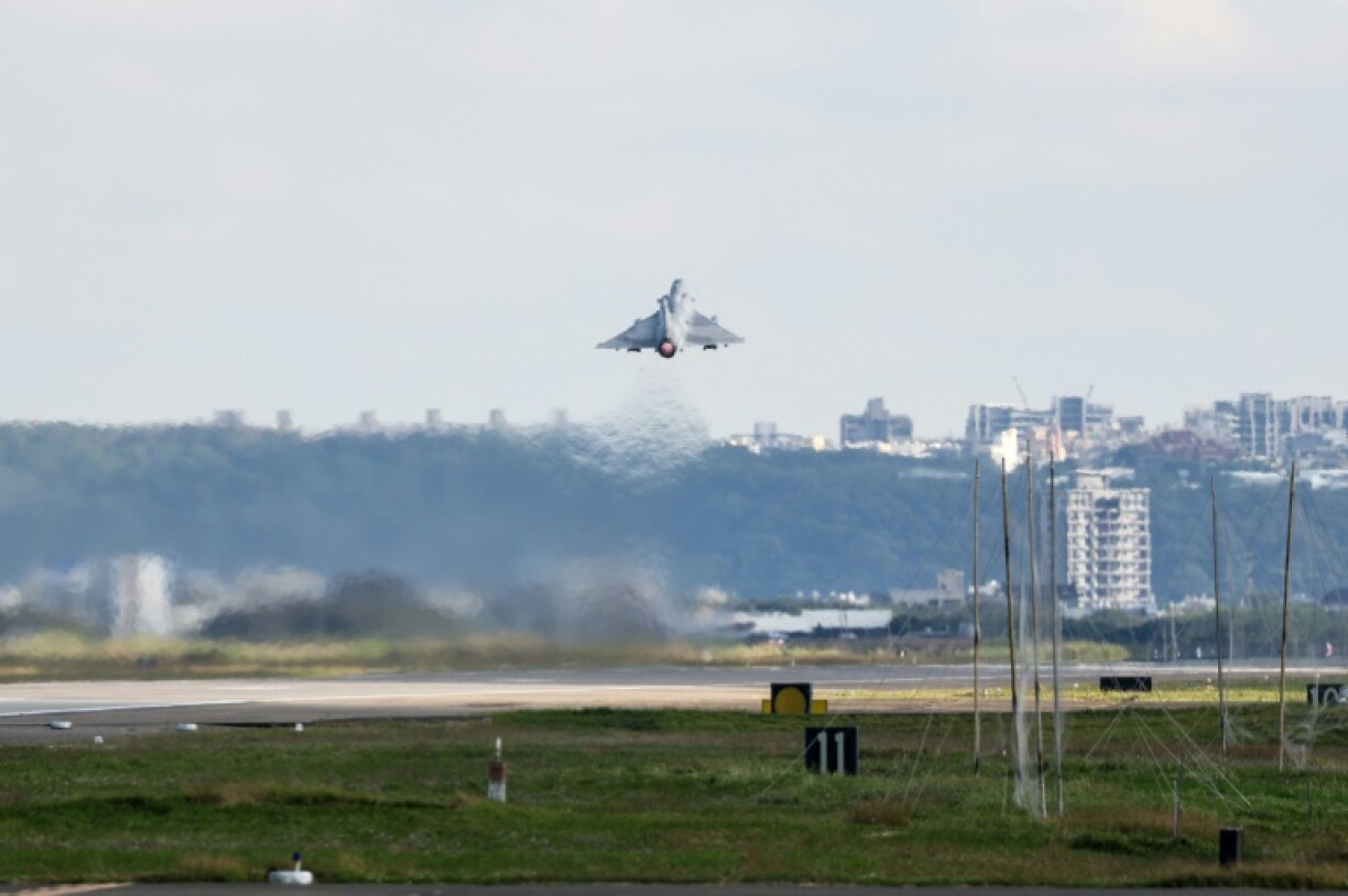 A Taiwanese Air Force Mirage 2000 fighter jet takes off in Hsinchu on Tuesday