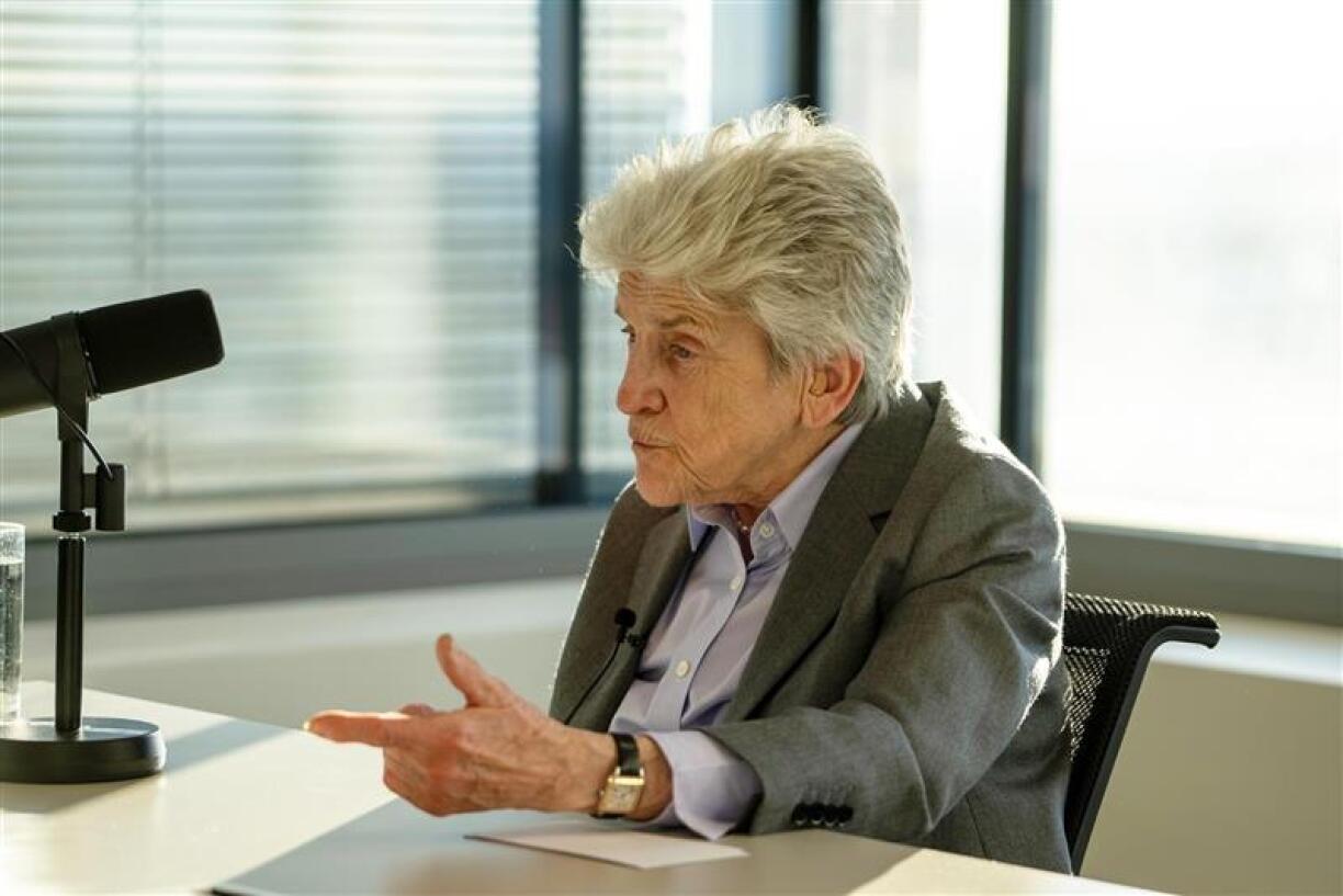 Colette Flesch, the first woman to become mayor of Luxembourg City in 1970. In conversation with Christos Floros at RTL City on 16 December 2022.