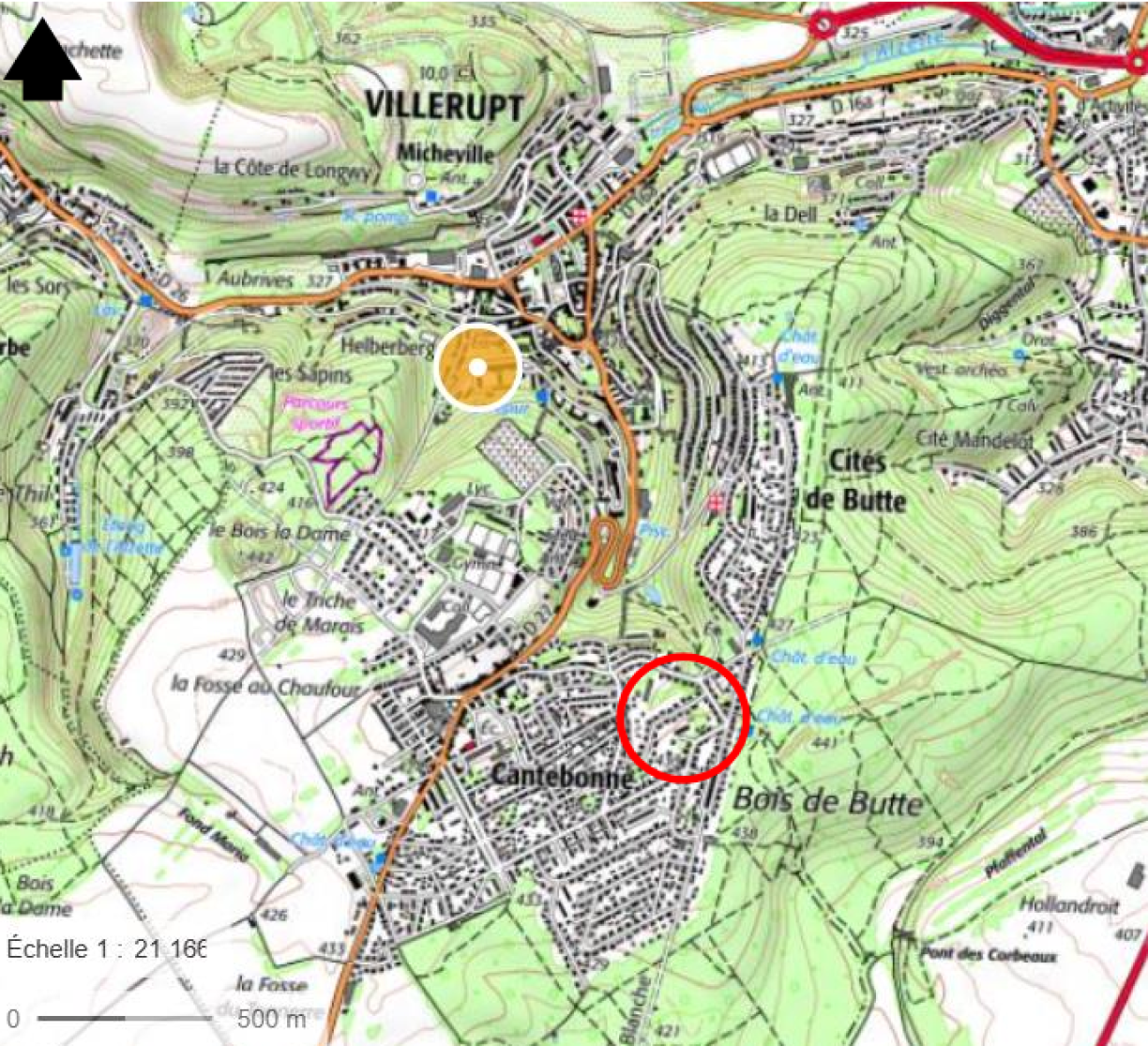 In red, the area where the collapse occurred in January.