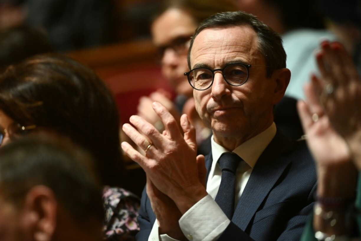 Le président du groupe Les Républicains au Sénat, Bruno Retailleau, lors d'une session sur la réforme des retraites, le 2 mars 2023 à Paris