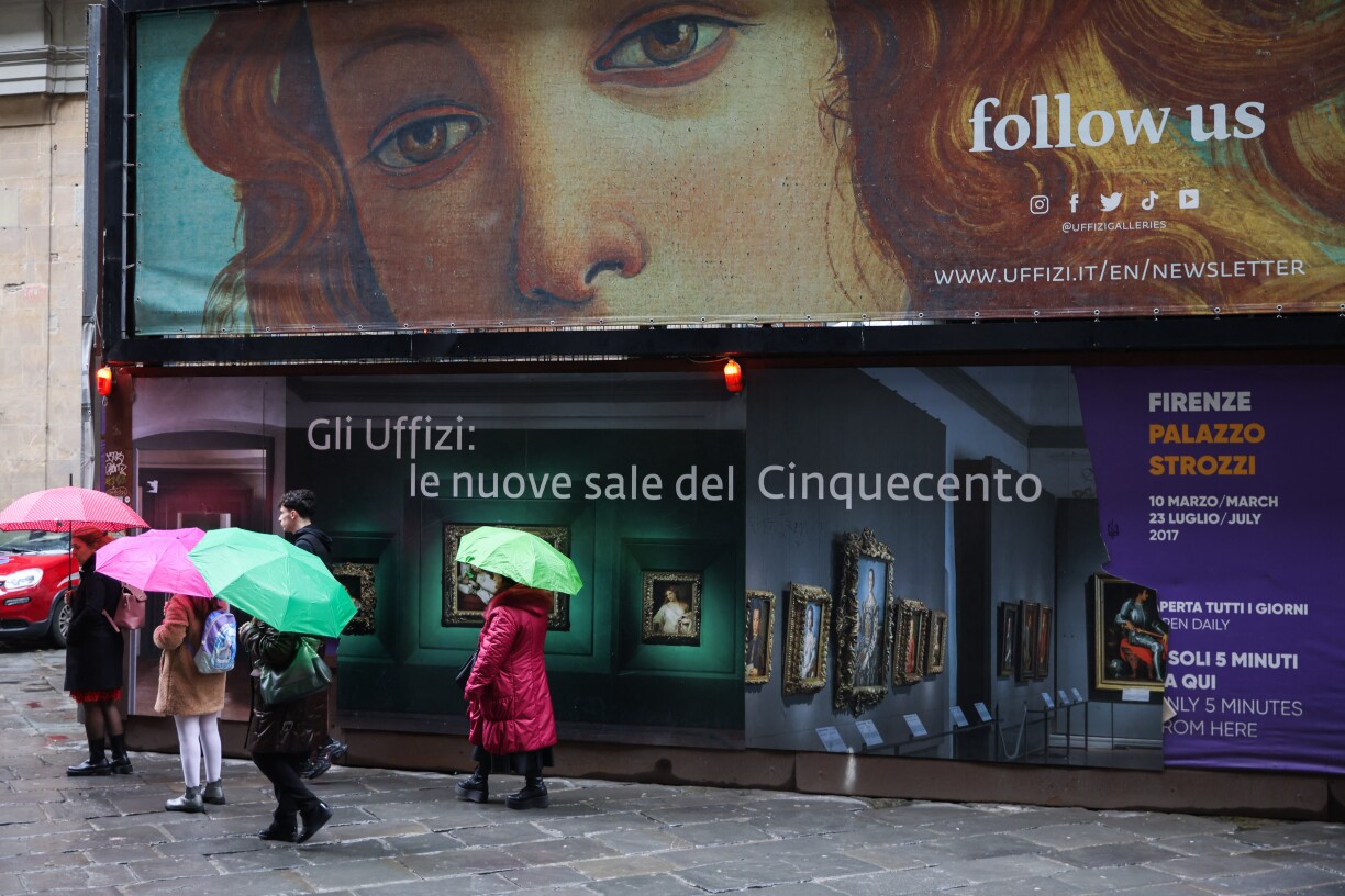 Uffizi Galleries poster in Florence, Italy on March 12th, 2025