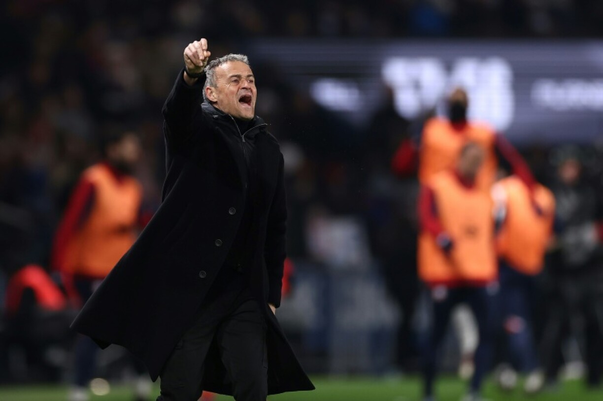 PSG coach Luis Enrique on the touchline during Saturday's 4-1 win over Lille in Ligue 1
