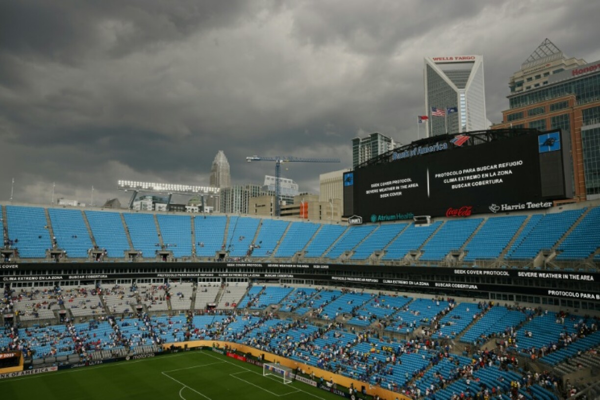 Play is halted at the Bank of America Stadium in Charlotte in Chelsea's Club World Cup game against Benfica