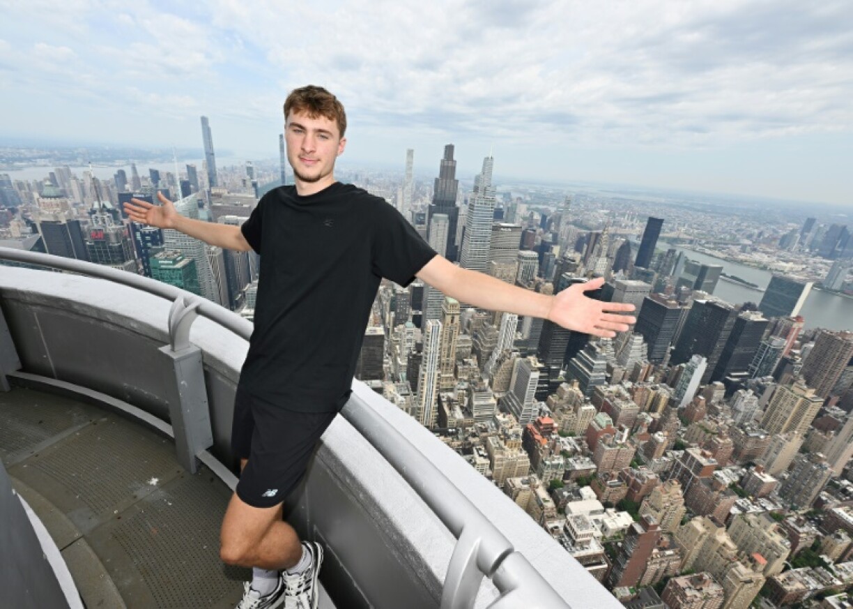 Cooper Flagg, expected to be the top pick in the 2025 NBA Draft, visited the Empire State Building in New York ahead of the draft in Brooklyn