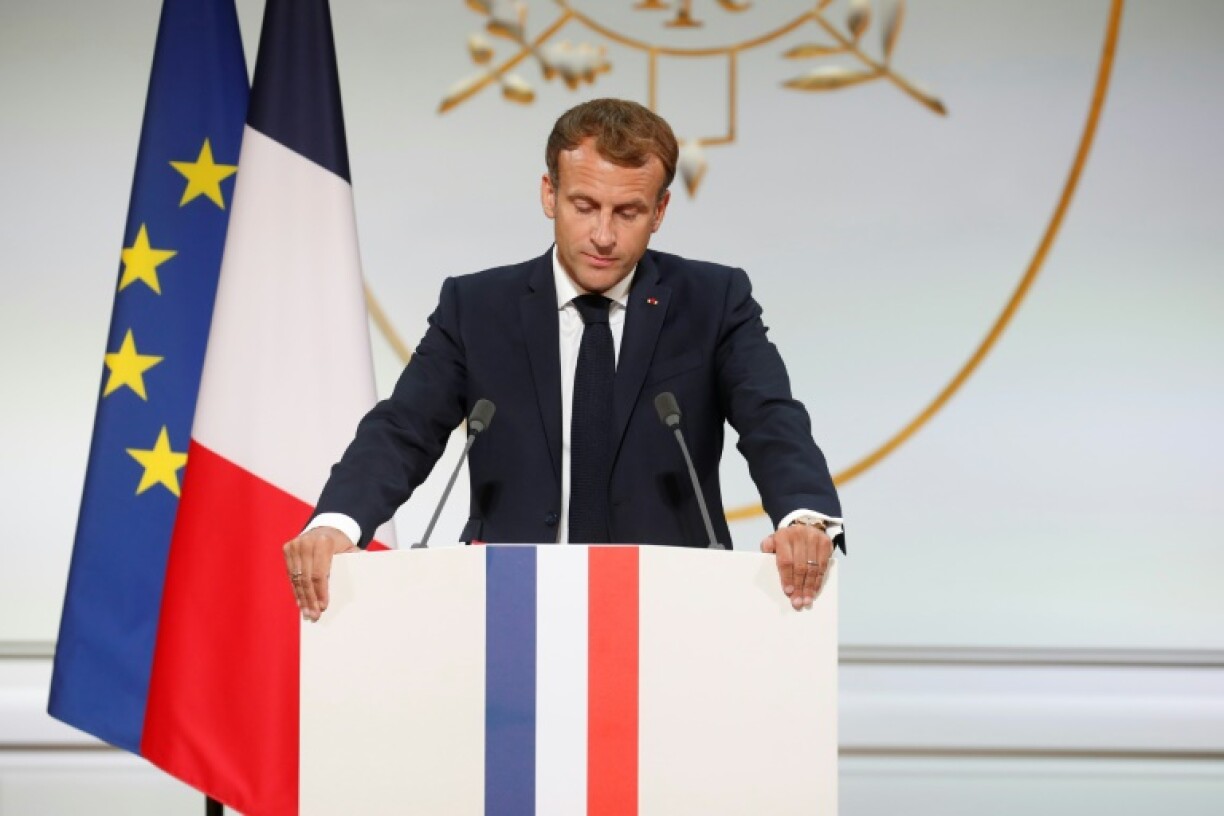 Le président Emmanuel Macron lors d'une cérémonie d'hommage aux Harkis, le 20 septembre 2021 à l'Elysée, à Paris