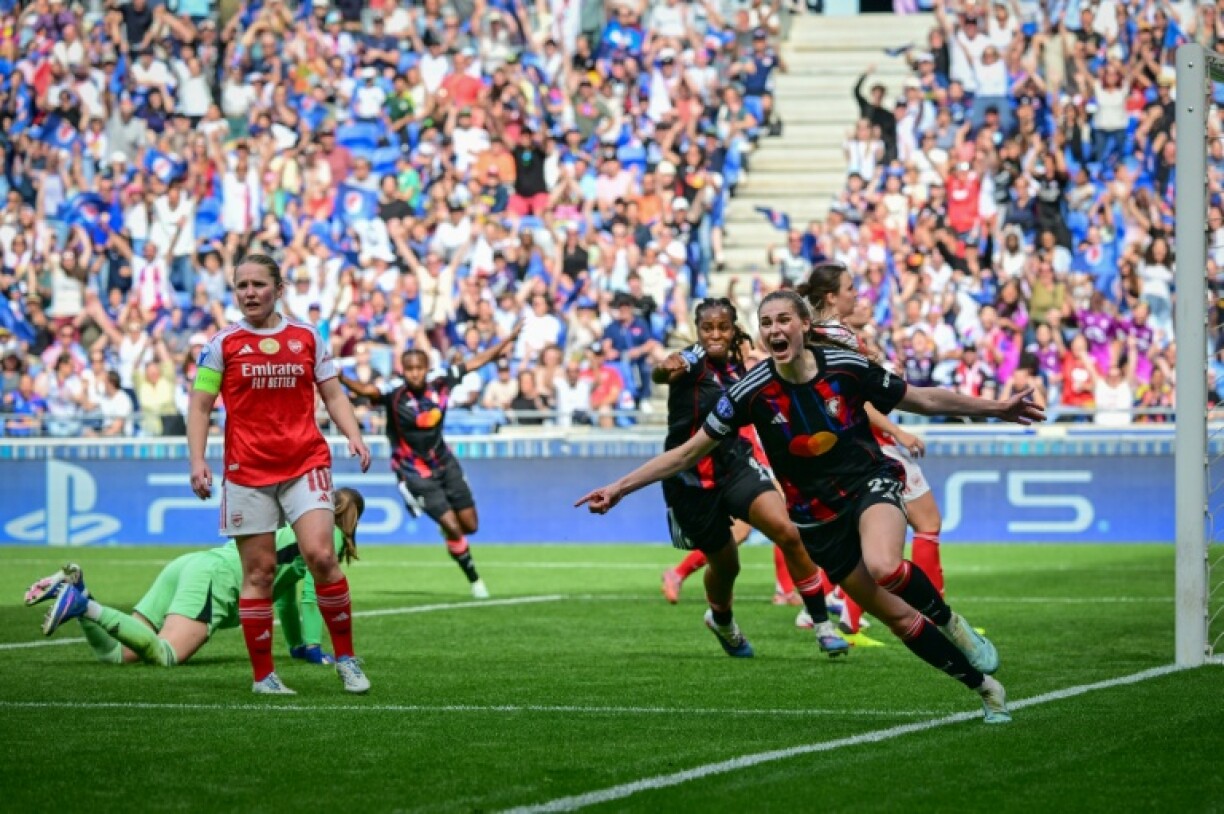 L'attaquante allemande Jule Brand dont le but contre Arsenal (3-1) a qualifié l'OL Lyonnes pour la finale de la Ligue des champions, le 2 mai 2026 au Groupama Stadium
