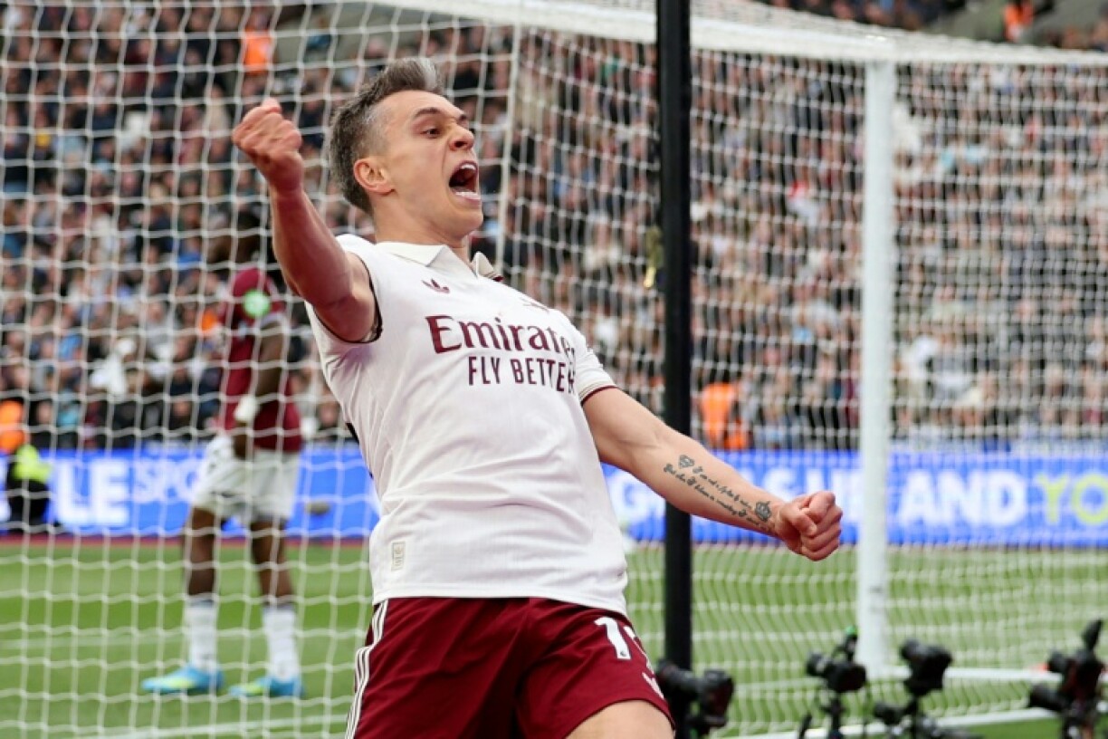 Leandro Troassard, auteur du but de la victoire pour Arsenal sur la pelouse de West Ham, le 10 mai 2026
