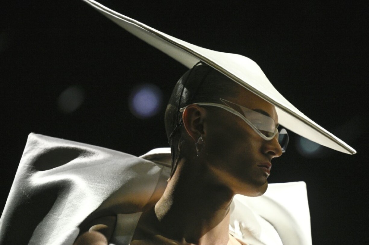 A model wearing a Robert Wun creation in Paris on July 9, 2025