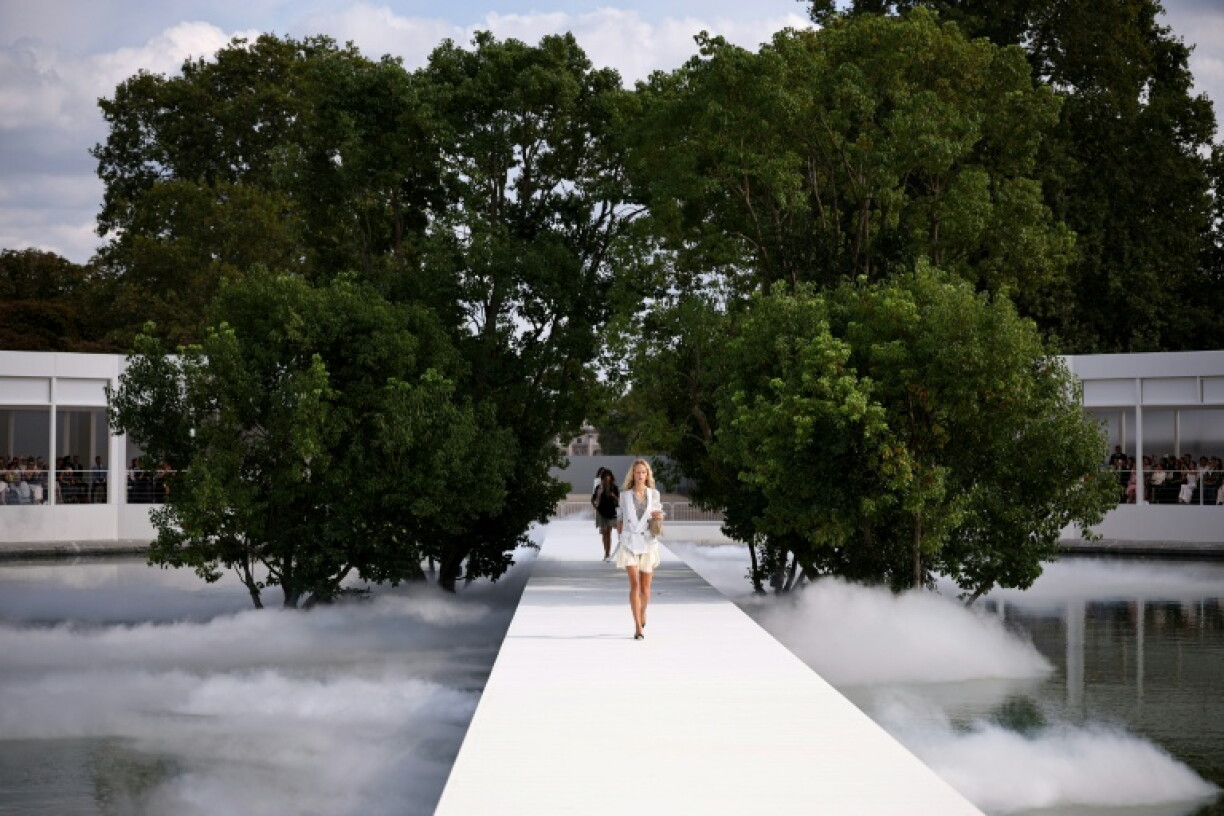 Dutch model Kate Van Berne presents a creation during the Christian Dior Women's Spring/Summer 2027 collection fashion show