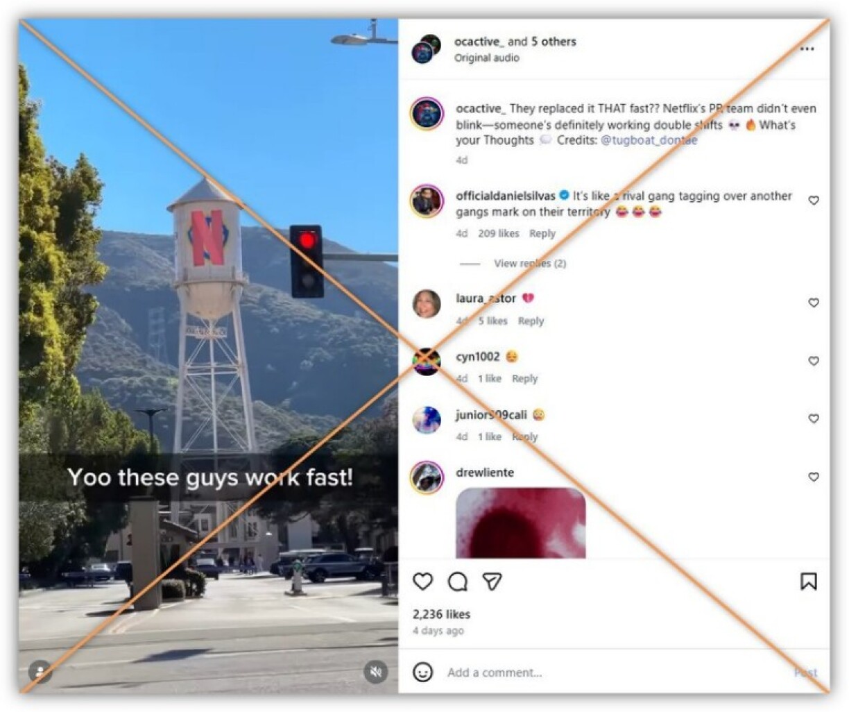 Screenshot from Instagram taken December 11, 2025