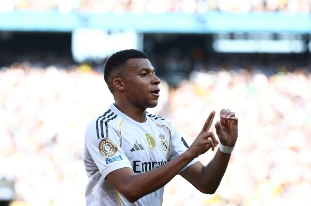 Kylian Mbappe celebrates after scoring Real Madrid's third goal in their 3-2 win over Borussia Dortmund in the quarter-finals of the Club World Cup