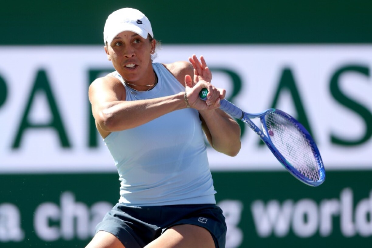 Survival: Australian Open champion Madison Keys on the way to a three-set victory over Belgian Elise Mertens at Indian Wells