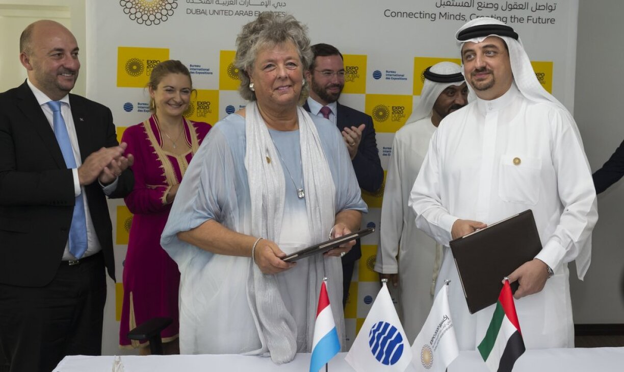 Den Etienne Schneider an den Najeeb Al-Ali (directeur exécutif du bureau Expo 2020 Dubaï)