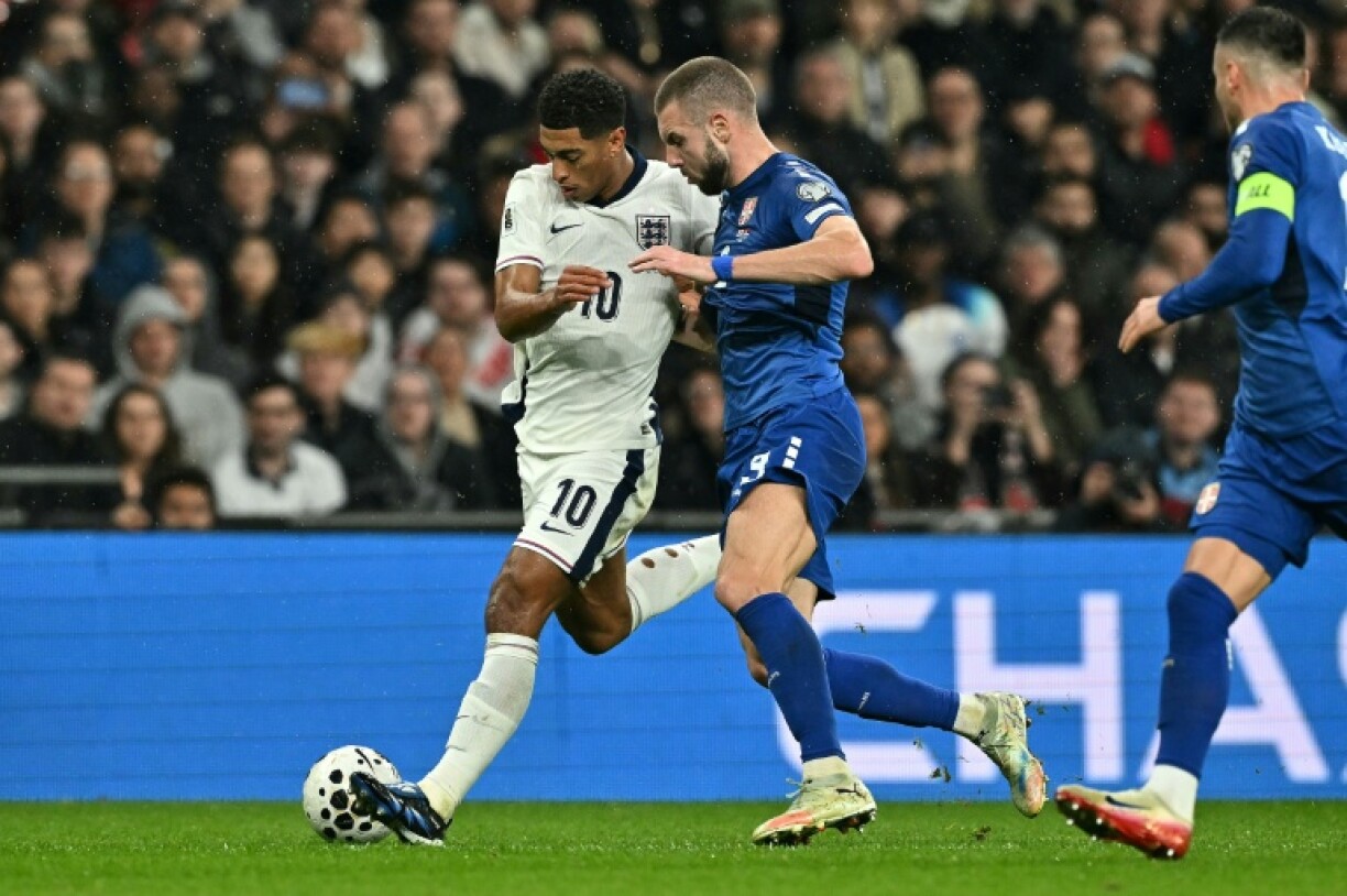 England midfielder Jude Bellingham in action against Serbia
