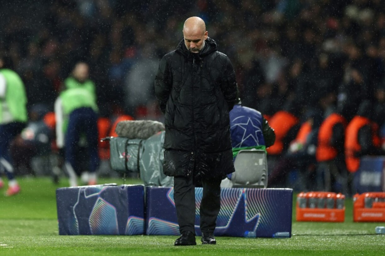 Pep Guardiola saw his Manchester City side surrender a two-goal lead to lose 4-2 to PSG in the rain in Paris