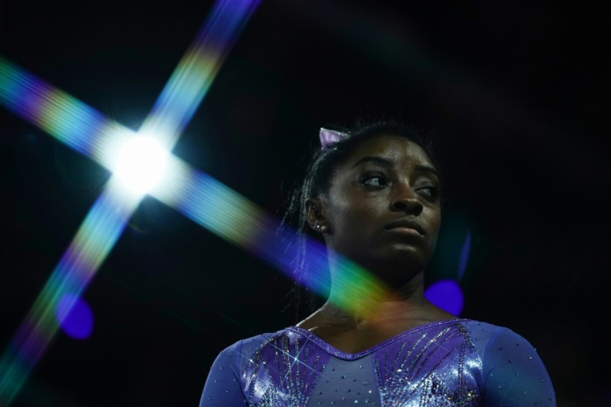 L'Américaine Simone Biles aux Championnats du monde de gymnastique de Stuttgart (Allemagne), le 13 octobre 2019