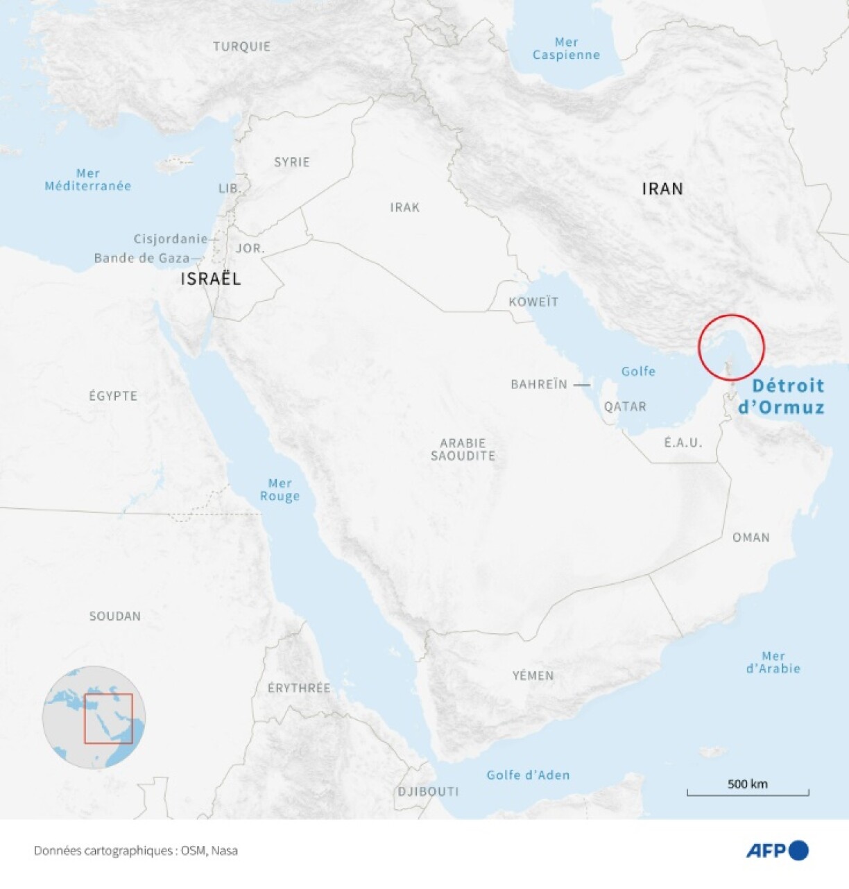 Le détroit d'Ormuz au Moyen-Orient