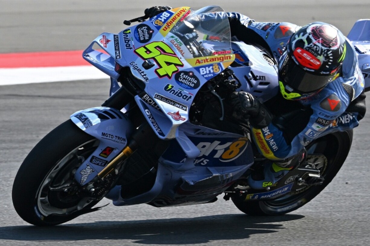 Le pilote espagnol Fermin Aldeguer qui a remporté le Grand Prix d'Indonésie dimanche à Mandalika le 5 octobre 2025